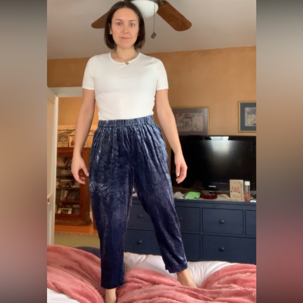 Blue Velvet Elastic waist pants - Anthropologie